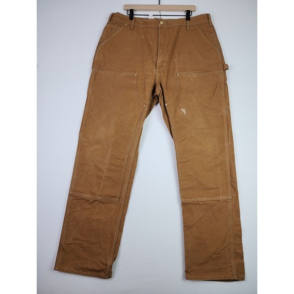 VTG Carhartt Men‎ Distressed Double Knee Canvas Carpenter Pants 40x34 B101 BRN